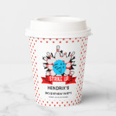 Retro Bowling Kids 1st Birthday Party Papieren Bekers (Achterkant)