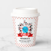 Retro Bowling Kids 1st Birthday Party Papieren Bekers (Voorkant)