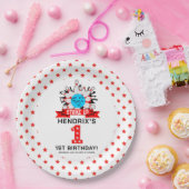 Retro Bowling Kids 1st Birthday Party Papieren Bordje (Feest)