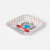 Retro Bowling Kids 1st Birthday Party Papieren Bordje (Gebogen)