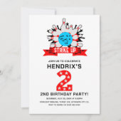 Retro Bowling Kids 2ND Birthday Party Kaart (Voorkant)