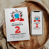 Retro Bowling Kids 2ND Birthday Party Kaart