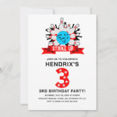 Retro Bowling Kids 3RD Birthday Party Kaart (Voorkant)