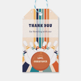 Retro Bowling Kids Verjaardag Cadeaulabel