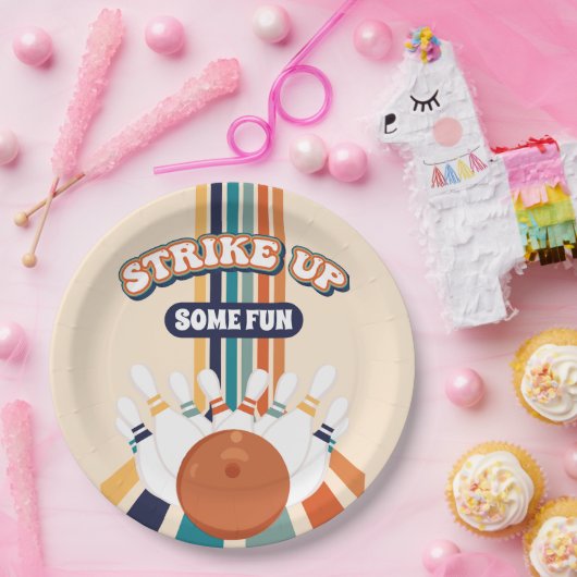 Retro Bowling Kids Verjaardag Papieren Bordje (Feest)