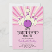 Retro  Bowling Kids Verjaardagsfeest Kaart (Voorkant)