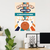 Retro Bowling Kids Verjaardagsfeestbord Poster (Thuiskantoor)