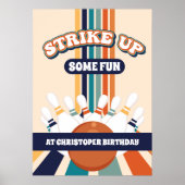 Retro Bowling Kids Verjaardagsfeestbord Poster (Voorkant)