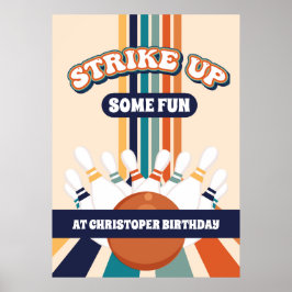 Retro Bowling Kids Verjaardagsfeestbord Poster