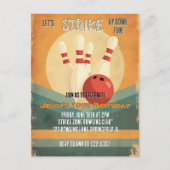 Retro Bowling Kids Verjaardagsfeestuitnodiging Briefkaart (Voorkant)