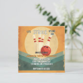 Retro Bowling Kids Verjaardagsfeestuitnodiging Feestdagenkaart (Staand voorkant)