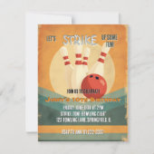 Retro Bowling Kids Verjaardagsfeestuitnodiging Feestdagenkaart (Voorkant)