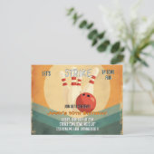 Retro Bowling Kids Verjaardagsfeestuitnodiging Feestdagenkaart (Staand voorkant)