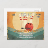 Retro Bowling Kids Verjaardagsfeestuitnodiging Feestdagenkaart (Voorkant / Achterkant)