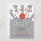 Retro Bowling Kids Verjaardagsfeestuitnodiging Kaart (Voorkant)