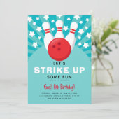Retro Bowling Kids Verjaardagsfeestuitnodiging Kaart (Staand voorkant)