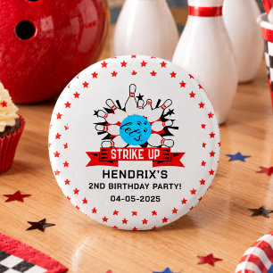 Retro Bowling Kinderen 1e Verjaardagsfeestje Ronde Button 3,2 Cm