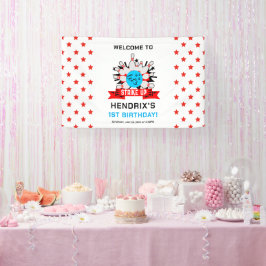 Retro Bowling Kinderen 1e Verjaardagsfeestje Spandoek