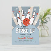 Retro Bowling kinderen Birthday Party Kaart (Staand voorkant)