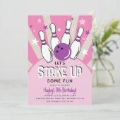 Retro Bowling kinderen Birthday Party Kaart (Staand voorkant)