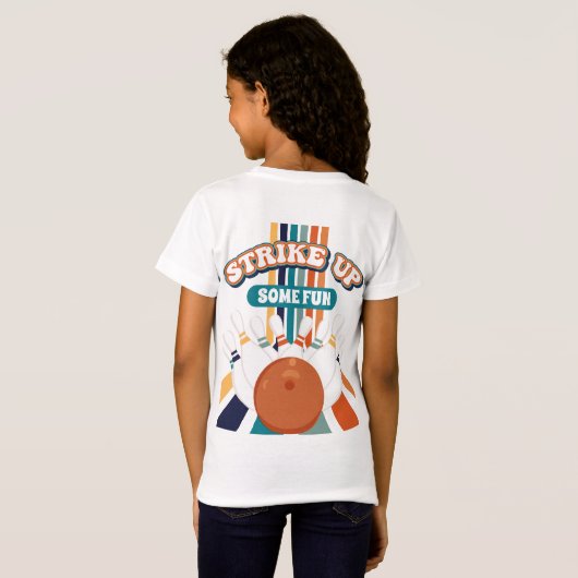 Retro Bowling kinderen Verjaardag T-shirt (Achterkant volledig)