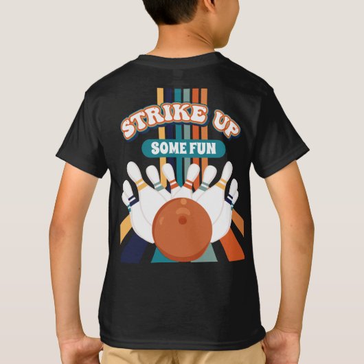 Retro Bowling kinderen Verjaardag T-shirt (Achterkant)