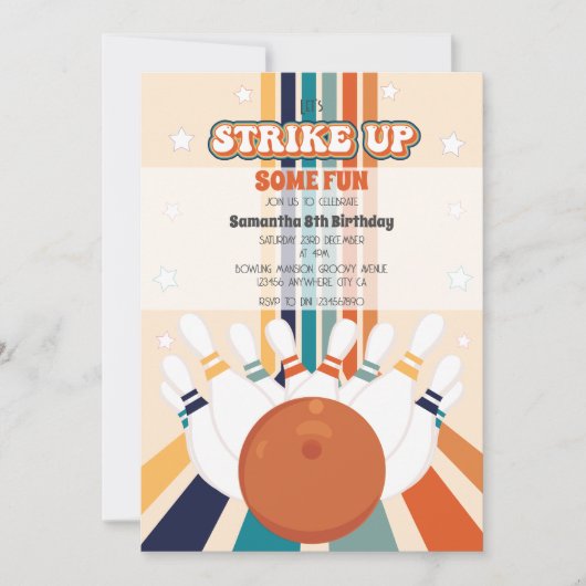 Retro Bowling kinderen Verjaardagsfeest Kaart (Voorkant)