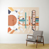 Retro Bowling kinderen Verjaardagsfeestje Achtergr Wandkleed (In Situ (horizontaal))