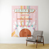 Retro Bowling kinderen Verjaardagsfeestje Achtergr Wandkleed (In situ)