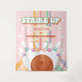 Retro Bowling kinderen Verjaardagsfeestje Achtergr Wandkleed