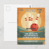 Retro Bowling Kinderverjaardagsfeest Uitnodiging (Voorkant / Achterkant)