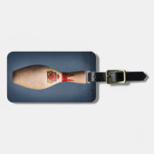 Retro Bowling King Pin op Blue, Bag Label Bagagelabel (Voorkant horizontaal)