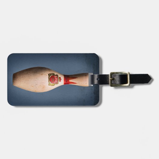 Retro Bowling King Pin op Blue, Bag Label Bagagelabel (Voorkant horizontaal)