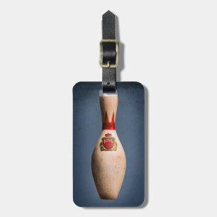 Retro Bowling King Pin op Blue, Bag Label Bagagelabel