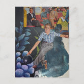 Retro Bowling Man Mixed Media Collage Briefkaart (Voorkant)