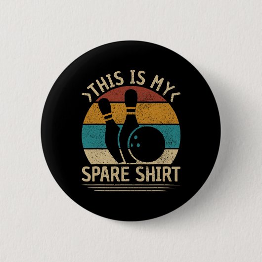 Retro Bowling Mannen Jongens Kinderen Grappig Bowl Ronde Button 5,7 Cm (Voorkant)
