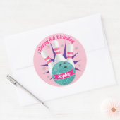 Retro Bowling Meisjes Glitter Verjaardagsfeestje Ronde Sticker (Envelop)