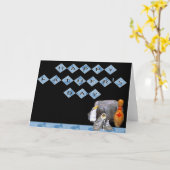 Retro Bowling Night Happy Vaderdag Kaart (Gele Bloem)