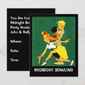 Retro Bowling Night Party Midnight Leag Uitnodigin Kaart (Voorkant / Achterkant)