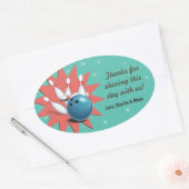 Retro Bowling Party Dank u Ovale Sticker (Envelop)