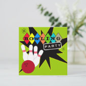 Retro Bowling Party Kaart (Staand voorkant)