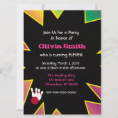 Retro Bowling Party Kaart (Achterkant)