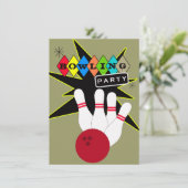 Retro Bowling Party Kaart (Staand voorkant)