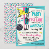 Retro Bowling Party - Uitnodiging - Roze (Voorkant / Achterkant)