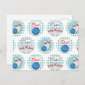 Retro Bowling Pattern Bowling Ball Pins Briefkaart (Voorkant / Achterkant)