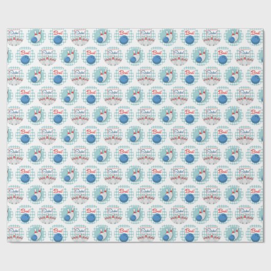Retro Bowling Pattern Bowling Ball Pins Cadeaupapier (Vlak)
