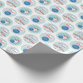 Retro Bowling Pattern Bowling Ball Pins Cadeaupapier