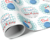 Retro Bowling Pattern Bowling Ball Pins Cadeaupapier (Rol Hoek)