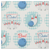Retro Bowling Pattern Bowling Ball Pins Stof (Close Up)