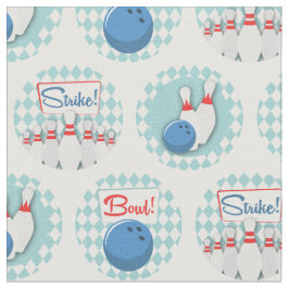 Retro Bowling Pattern Bowling Ball Pins Stof